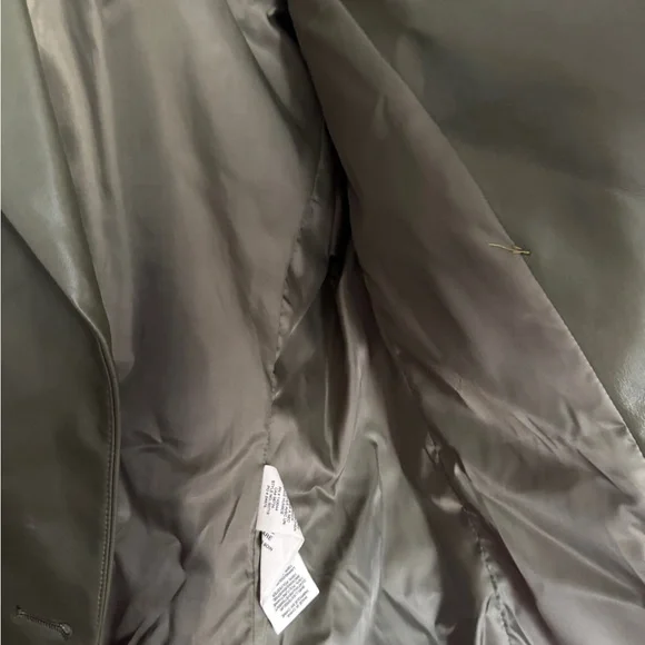 Avec Les Filles  Olive  faux Leather Jacket with Gold Buttons - Picture 7 of 11